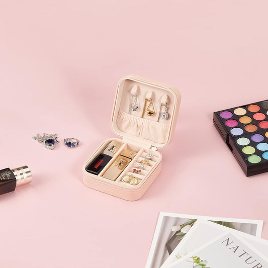 Leather Small Jewelry Box, Travel Portable Jewelry Case For Ring, Pendant, Earring, Necklace, Bracelet - Velorafit Wellness