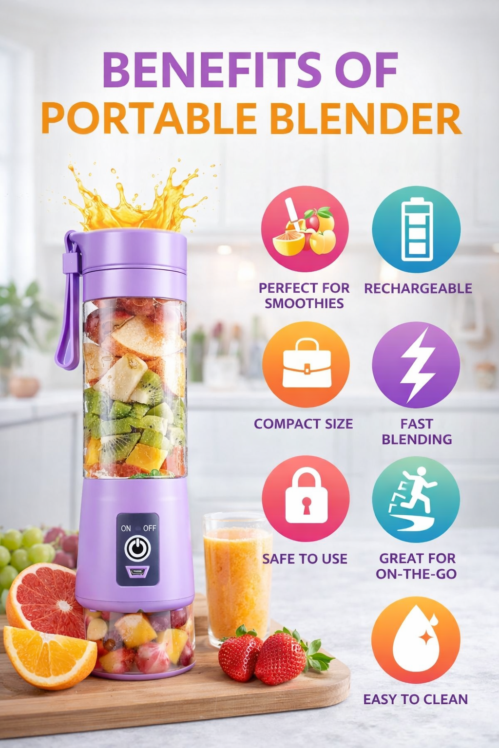 USB rechargeable mini juicer blender - Velorafit Wellness